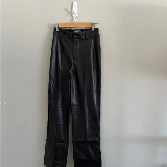 Mango Black Wide Leg Flare Pants with Ankle Slits - Picture 4 of 8